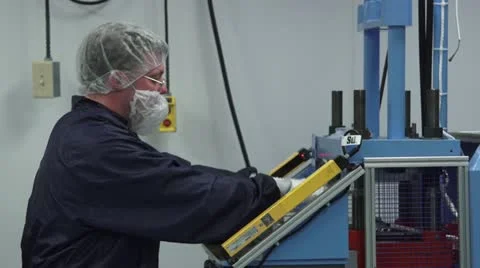 Technician Working at Machine in Cleanroom Stock Footage 10895786