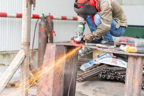 Technician working with power tools and metals Stock Photos
