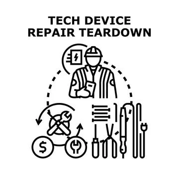 Technician working on tech device repair and maintenance Ilustração Stock