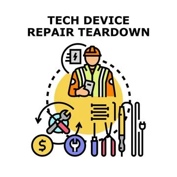 Technician working on tech device repair and maintenance Stock Illustration