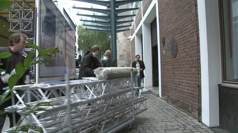 Technicians and cross bars Stock Footage 64116429