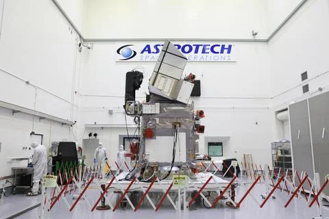 Technicians work to process the NASAs Plankton, Aerosol, Cloud, 写真素材