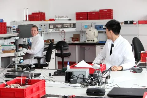 Technicians working in a modern laboratory Stock Photos