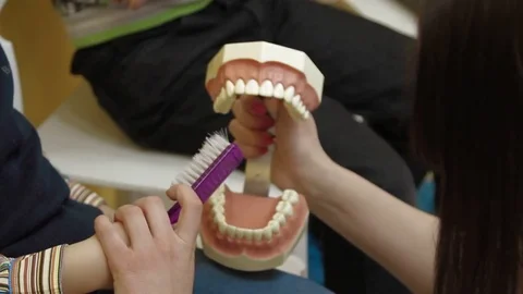 The technique of cleaning the teeth Stock Footage 73847563