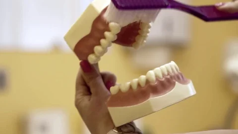 The technique of cleaning the teeth Stock Footage 73847633