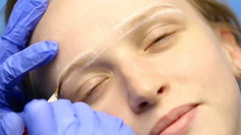 Technique of drawing eyebrows Stock Footage