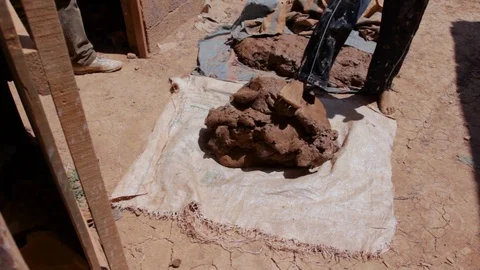 The technique to fix the dough from clay and water Stock Footage 124592304