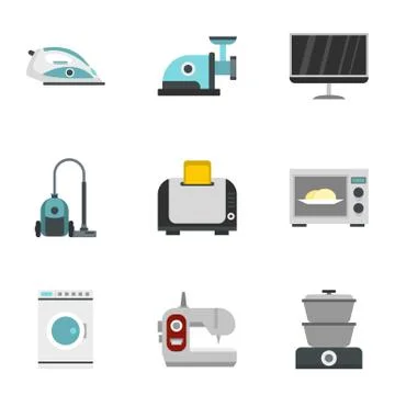 Technique icons set, flat style Stock Illustration