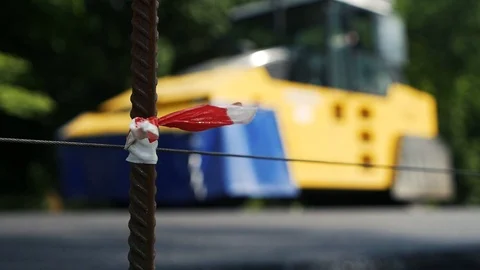 Technique for the repair of the road Stock Footage 89664616