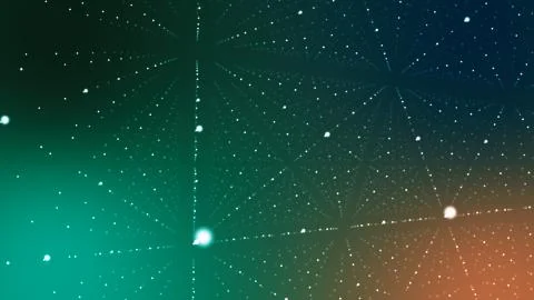 A techno 3d illustration of a dark green and blue cyberspace. It is full of s Illustrazione stock