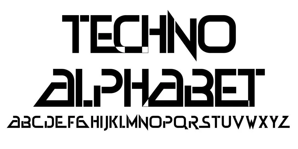 Techno alphabet type font. Digital letters hi-tech style. Vector illustration Stock-Illustration