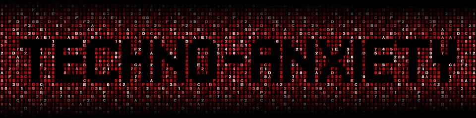 Techno-anxiety text on hex code illustration Stock Illustration