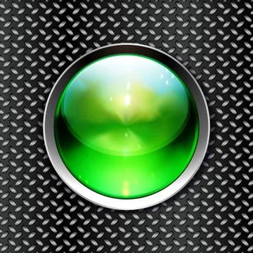 Techno background with glossy button. metal banner with huge space for inform Stock Illustration