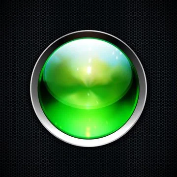 Techno background with glossy button. metal banner with huge space for inform Stock Illustration