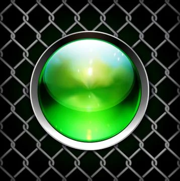 Techno background with glossy button. metal banner with huge space for inform Stock Illustration