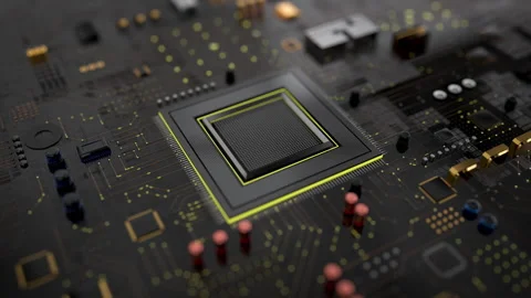 Techno background Motherboard 3D generated. Video stock 318295369