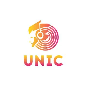 Techno Beautiful woman's face logo design template. Stock Illustration