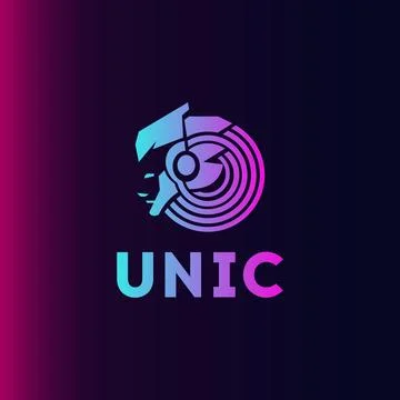 Techno Beautiful woman's face logo design template. Stock Illustration