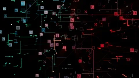 Techno binary connected video background Stock Footage 88643378