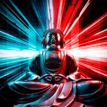 Techno Buddha concept Illustrazione stock