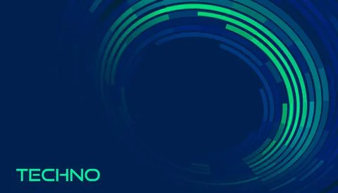 Techno card. Template with tech circle on dark blue. Vector graphics Stockillustratie