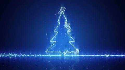 Techno christmas tree electric wave loopable animation 4k (4096x2304) Stock Footage 54586983