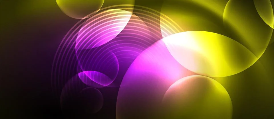 Techno concept with neon circles geometric design. Vector Illustration For Stock Illustration
