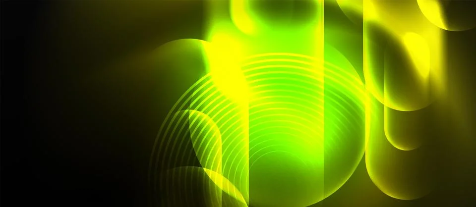 Techno concept with neon circles geometric design. Vector Illustration For Stock Illustration