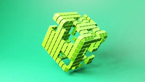 Techno cube 3d geometric video animation background. Looping 3D motion graphics Stock Footage 233486392