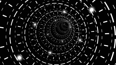 Techno cyber tunnel with luminous elements Stock Footage 185648874