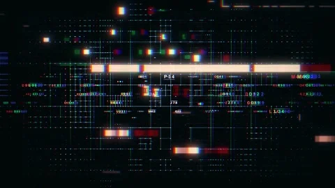 Techno Cyberpunk Circuit Connection, Noise Glitch Screen Effect Stock Footage 285380962