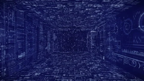 Techno Cyberspace HUD intro. Stock Footage 88293063