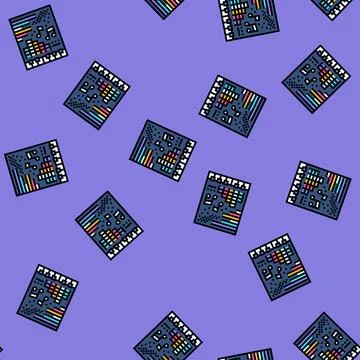 Techno disco party vector seamless pattern Illustrazione stock