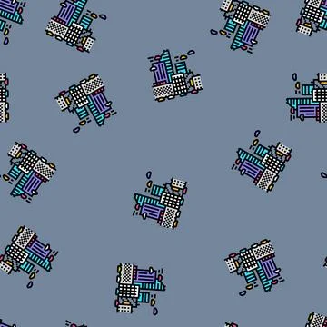 Techno dystopian aesthetic vector seamless pattern Stockillustratie