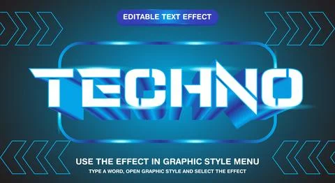 Techno editable text effect with robot and machine 스톡 일러스트