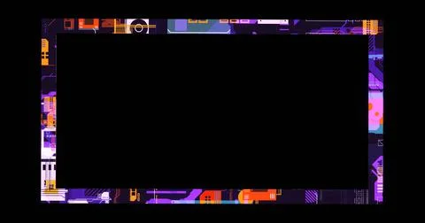 Techno frame from circuit boards and chips template Stock Illustration