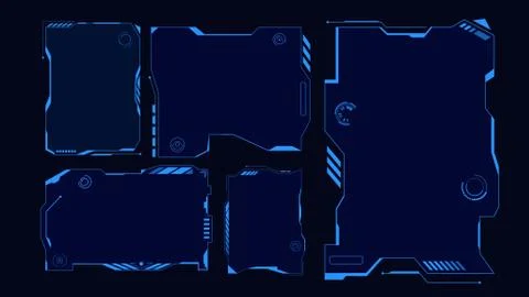 Techno frame, interface. Futuristic virtual hud grid display blue ui hologram. 스톡 일러스트