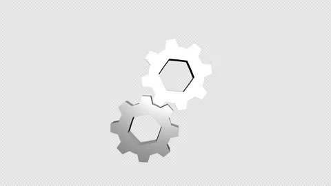 Techno gears with alpha channel. seamless loopable rotation. 3d gear wheels Video stock 156221180