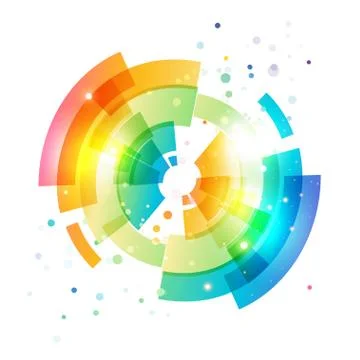 Techno geometric vector circle on white Stock Illustration