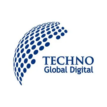 Techno - globe logo vector design template Illustrazione stock