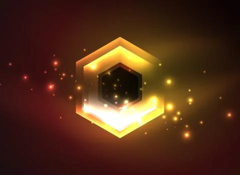 Techno glowing glass hexagons vector background Stock Illustration