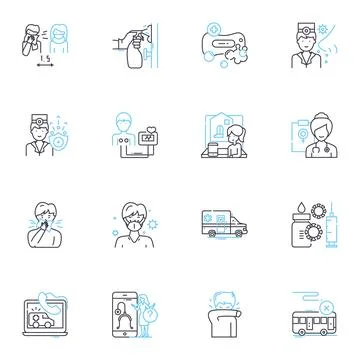 Techno healing linear icons set. Technology, Healing, Science, Medicine Stock Illustration