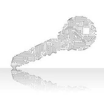 Techno Key with Circuit Pattern Stock Illustration