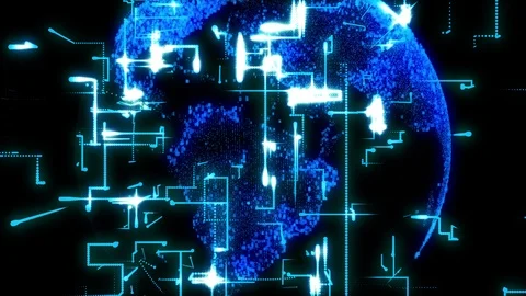 Techno line connected with globe background Stock-Footage 89514725