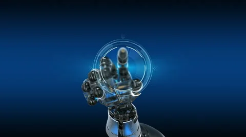 Techno Loader, Robot arm push the loader button. Techno style introduction. Видео 50170040