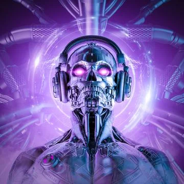 Techno music robot intelligence Stock Illustration