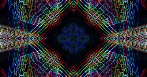 Techno Neon Lines Elegant Geometric Pattern Distorted Loop Background Stock Footage 156421128