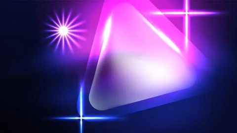 Techno neon triangles with light effects in the dark 스톡 일러스트