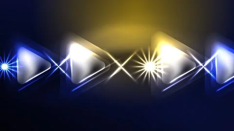 Techno neon triangles with light effects in the dark Illustrazione stock