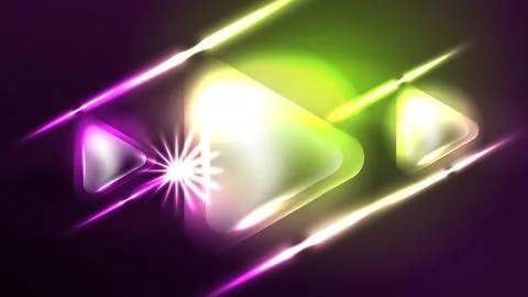 Techno neon triangles with light effects in the dark Stock Illustration